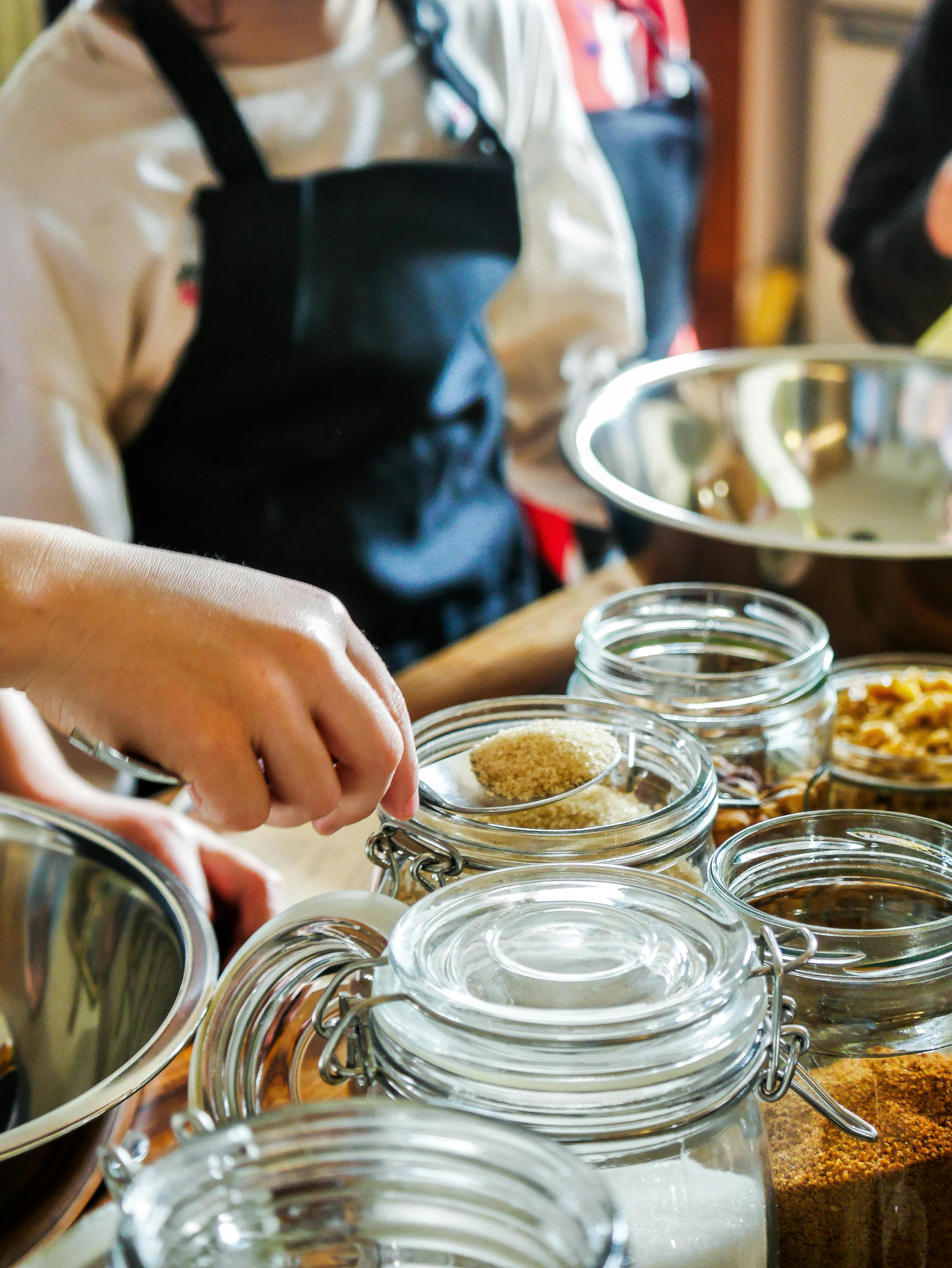Hands-on baking class with ingredients